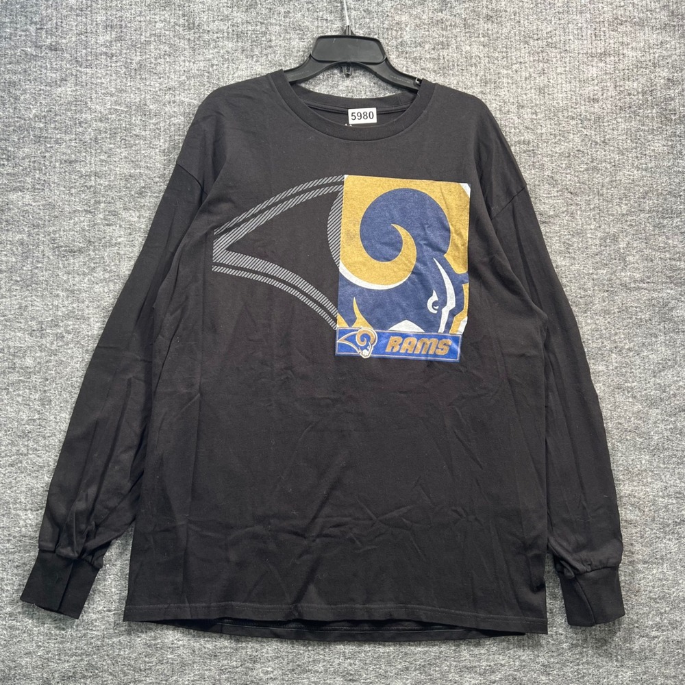 Majestic Los Angeles Rams Long Sleeve Graphic T-Shirt Black Mens XL